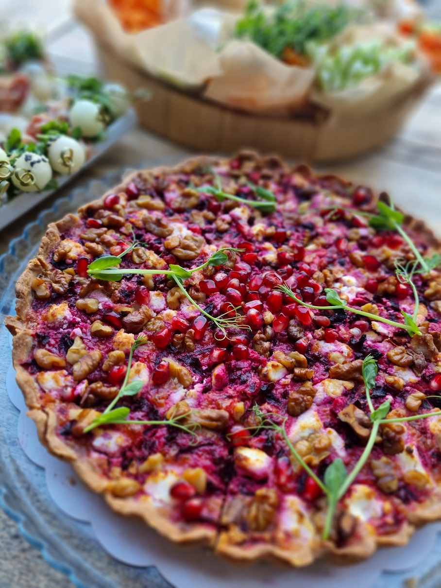 (Quiche) Vegetariškas kyšas su burokėliais ir ožkos sūriu