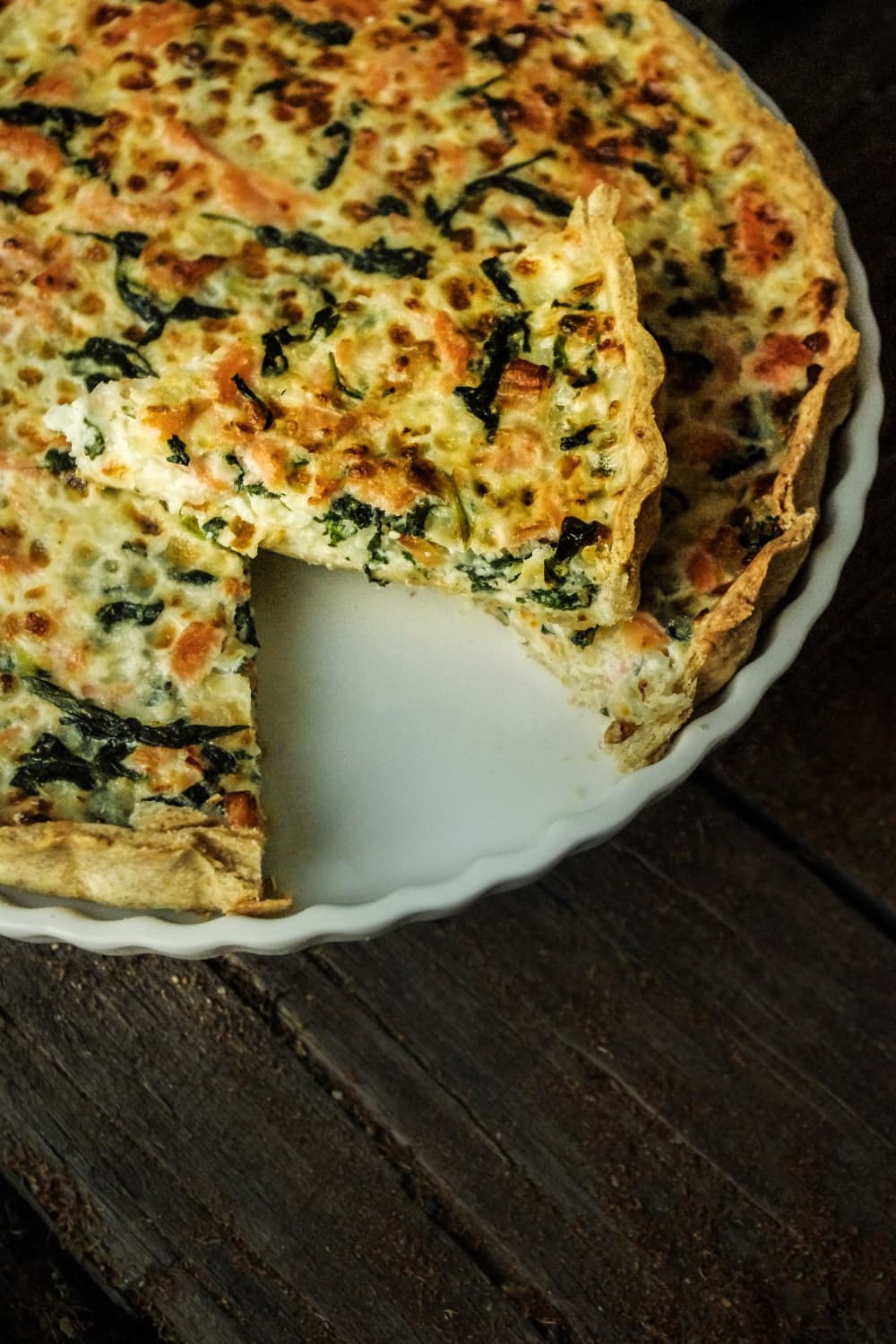 (Quiche) Kyšas su lašiša, špinatais ir grūdėta varške thumbnail 2